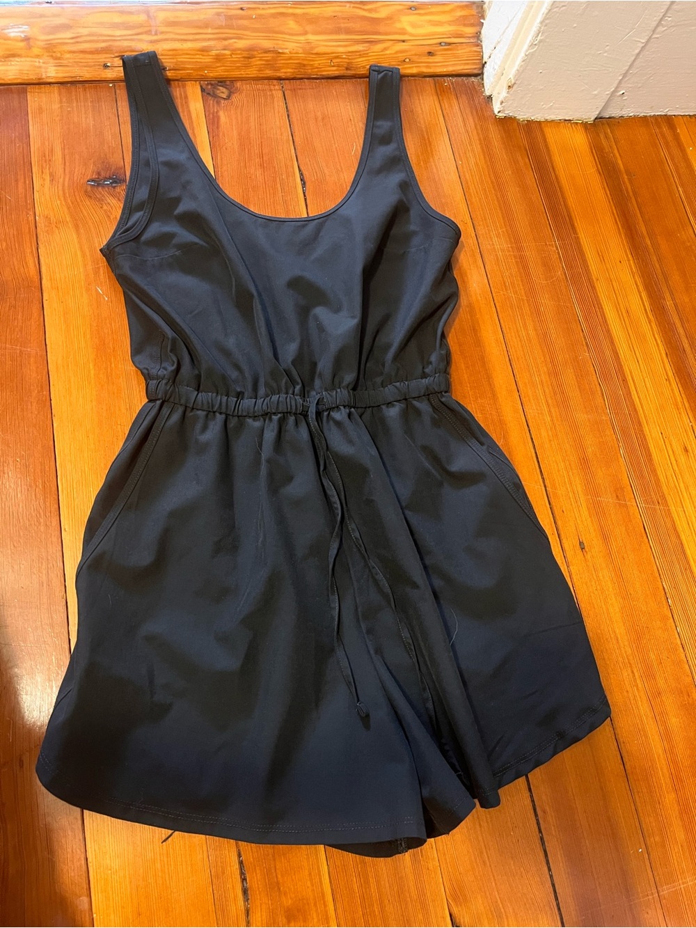 Black Sleeveless Drawstring Romper